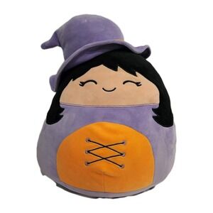 WINNIE the Witch Squishmallow 12" Black‎ Hair Purple Orange Halloween